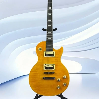 Guitarra Eléctrica Estándar LP Amarillo Cromo Herrajes Incrustaciones Trapezoidales 6 Cuerdas Regalo Foto 1 de 4