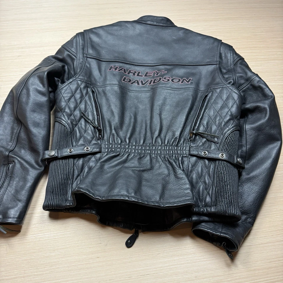 Chaqueta de cuero Harley Davidson Riding Gear para mujer XL rosa con cremallera motocicleta Foto 1 de 4