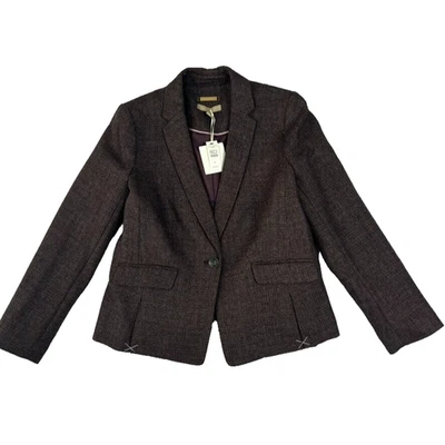 Blazer Talbots para mujer talla 8 P púrpura tweed tejido en Italia mezcla de lana carrera Foto 1 de 4