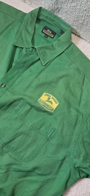 John Deere Green Chambray Shirt Adult 3XL  Button Up Cotton by Blue Generation - Image 1 of 4