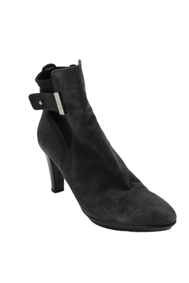 Aquatalia Mujer Gamuza Punta Punta Cremallera Lateral Botines Tacones Gris Talla 12 Foto 1 de 4