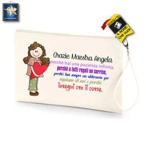 POCHETTE PERSONALIZZATA MAESTRA SCUOLA INFANZIA REGALO DI CLASSE NATALE FINE ANN - Imagen 1 de 1