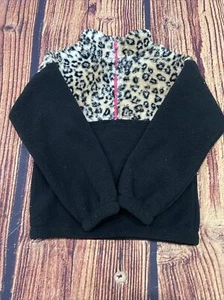 NWT LOVE GLAM GIRL Youth Large Black Animal Print 1/2 Zip - Picture 1 of 6