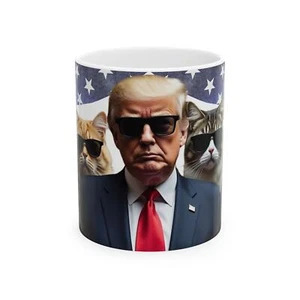 Trump with Cats in Black Ceramic Mug, (11oz, 15oz) - Picture 1 of 10