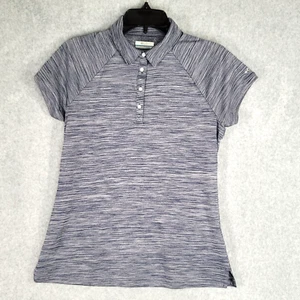 Columbia Polo Shirt Womens Medium Top Blue Heathered Lightweight Performance - Picture 1 of 8