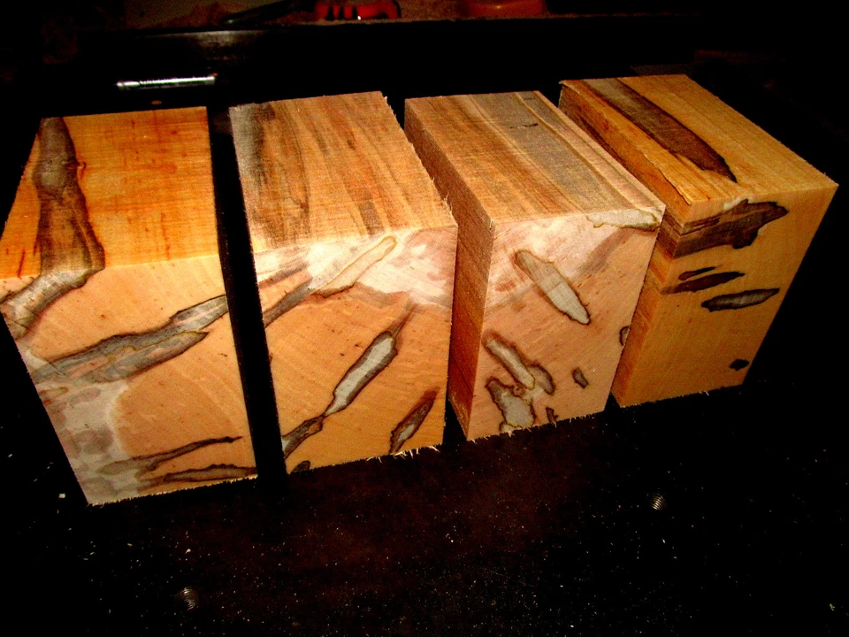 FOUR (4) KILN DRIED AMBROSIA MAPLE BOWL BLANKS LUMBER WOOD LATHE 6" X 6" X 3" - Image 1 of 1
