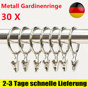 30x Vorhangringe für Gardinenstangen mit Haken Metall Gardinen & Jalousienteile