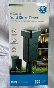 GE 6-Outlet Outdoor Mechanical Stake Timer, Green. Brand New Factory Sealed - Picture 1 of 4