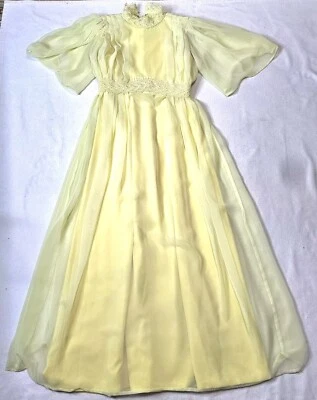 Винтажный 70-х MCM женщин маленький лимон поли трикотажа макси платье коттедж Core хиппи читать! - Изображение 1 из 4