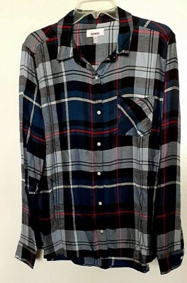 Camisa Bongo 100% Rayón Multicolor Cuadros L/S Botón Delantero Talla XL Foto 1 de 4