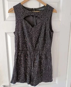 Atmosphere Womens Size 14 Black Lace Sequinned Playsuit - Picture 1 of 5
