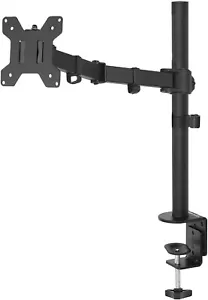 Single Monitor Stand Height Adjustable Arm Mount Steel Black 360-Degree Rotation - Picture 1 of 10
