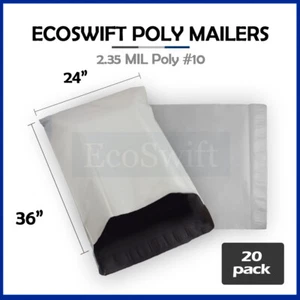 20 sobres de envío de sobres de polietileno blancos EcoSwift grandes 24x36 bolsas autosellantes - Imagen 1 de 5
