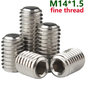 M14 1.5 Fine Thread A2 Stainless Steel Grub Screws Flat Point Socket Set Screws - Picture 1 of 12