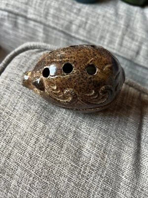 Quemador de incienso vintage con cono de erizo esmalte marrón Foto 1 de 4