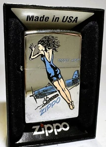 Zippo 2002 Nose Art Pin Up Girl WWII Bomber Lighter Boxed Rare - Picture 1 of 4