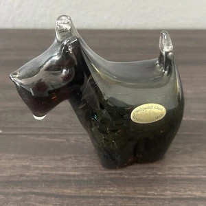 Wedgewood Speckeled Brown Glass Dog, Scottie, Terrier, Etched Mark - Bild 1 von 16
