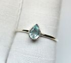 Genuine Top Blue Aquamarine 925 Silver Ring, Single Stone Ring, Engagement Ring