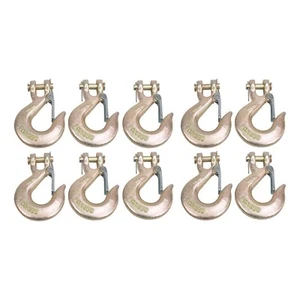 10PCS 3/8" Grade 70 Heavy Duty Forged Steel Clevis Slip Hook With Safety Latch - Picture 1 of 10