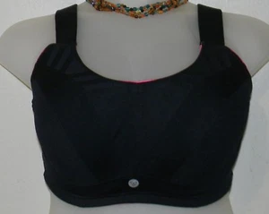 Cacique LIVI Active 223930 Maximum Support Sports Bra 40DDD Black Fuchsia - Picture 1 of 7