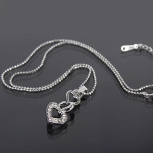 Halskette Kette mit Triple Herz Love Heart Infinity Edelstahl Anhänger Strass - Bild 1 von 1