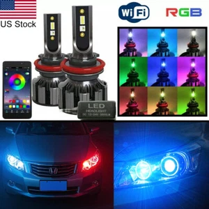 H8 RGB Multi-Color Phone Control High Beam DRL LED Bulbs For 07-18 Honda Accord - Foto 1 di 10