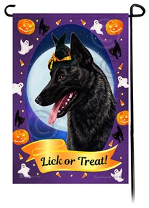 Halloween Garden Flag - Black Brindle Dutch Shepherd - Picture 1 of 1