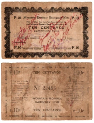 1942 Philippines Mountain Province 10c WW2 Emergency S592 C/S Simon Aquino BESAO - Image 1 of 4