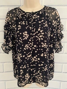 Madewell Memento Ruffle Sleeve Top In Drifting Petals Short Sleeve Lined K5833 - Picture 1 of 12