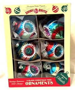 Christopher Radko Shiny Brite 6 Christmas Ornaments Reflectors New 5" XL - Bild 1 von 7