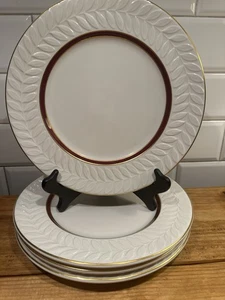 4 Shenango Maroon China w/ Gold Rims 393-13 Laurel Wreath Dinner Plates - Picture 1 of 4