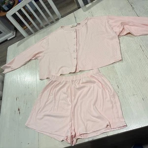 Victoria’s Secret Pyjama Set Damen M Langarm ~ Shorts Pink Gold Label �� - Bild 1 von 21