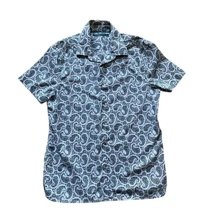 Perry Ellis Mens/Teen White Button-Down Shirt Sz Medium Green and Red Paisley   - Picture 1 of 10