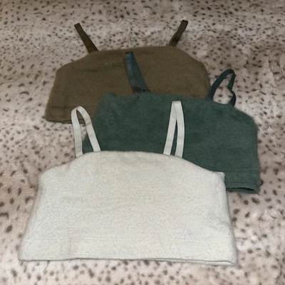 Gymshark Whitney Simmons Вязание ресниц Бандо Пушистый Укороченный Топ Лот 3 Sz L - Изображение 1 из 4