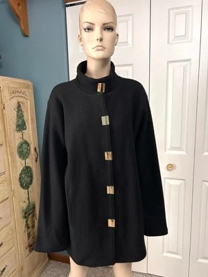 Jones New York Signature Black Wool Coat w Gold Tone Square Buttons Size Small Foto 1 de 4