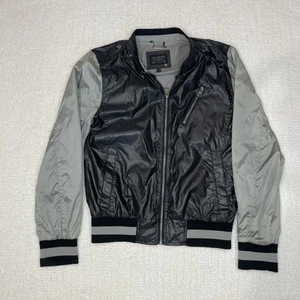 Guess Mens Windbreaker Jacket Black/Gray Baseball Edition Full Zip S - Picture 1 of 8
