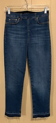 Pantalones de mezclilla ajustados elásticos Lysse dobladillo crudo moldeador mediano M usados en excelente estado Foto 1 de 4