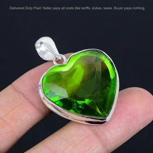Halloween Sale Peridot Stone 925 Silver August Birth Wife Heart Pendant Jewelry - Picture 1 of 11