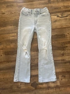 Old Navy Girls High Rise Flare Light Wash Jeans Size 8 Distressed - Picture 1 of 3