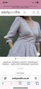 Emily and Fin AMELIA PARMA VIOLET GINGHAM DRESS 16, bnwot, fit and flare, midi - Picture 1 of 9