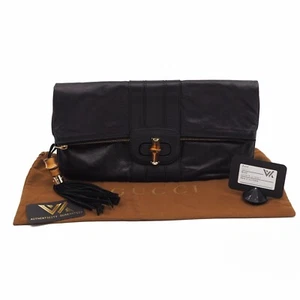 GUCCI 223975 214397 Bamboo Calfskin oversized Flap Luxus Designer Clutch OP:830€ - Bild 1 von 12