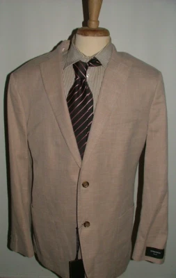 NEW WT NORDSTROM BLAZER SIZE 46 L POLYESTER LINEN TAN  SOLID #305 - Image 1 of 4