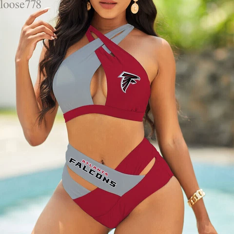 Atlanta Falcons Women's Sexy Bikini Set High Waist Swimsuit Beach Swimwear 2PCS Cover
