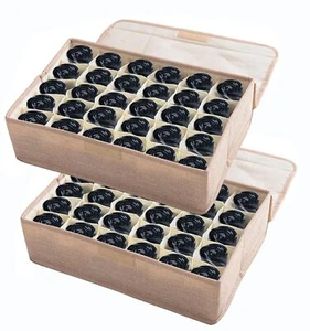 2 Pack Underwear Socks Ties Storage Organizer with Lids, 30 Cells Each - Picture 1 of 8