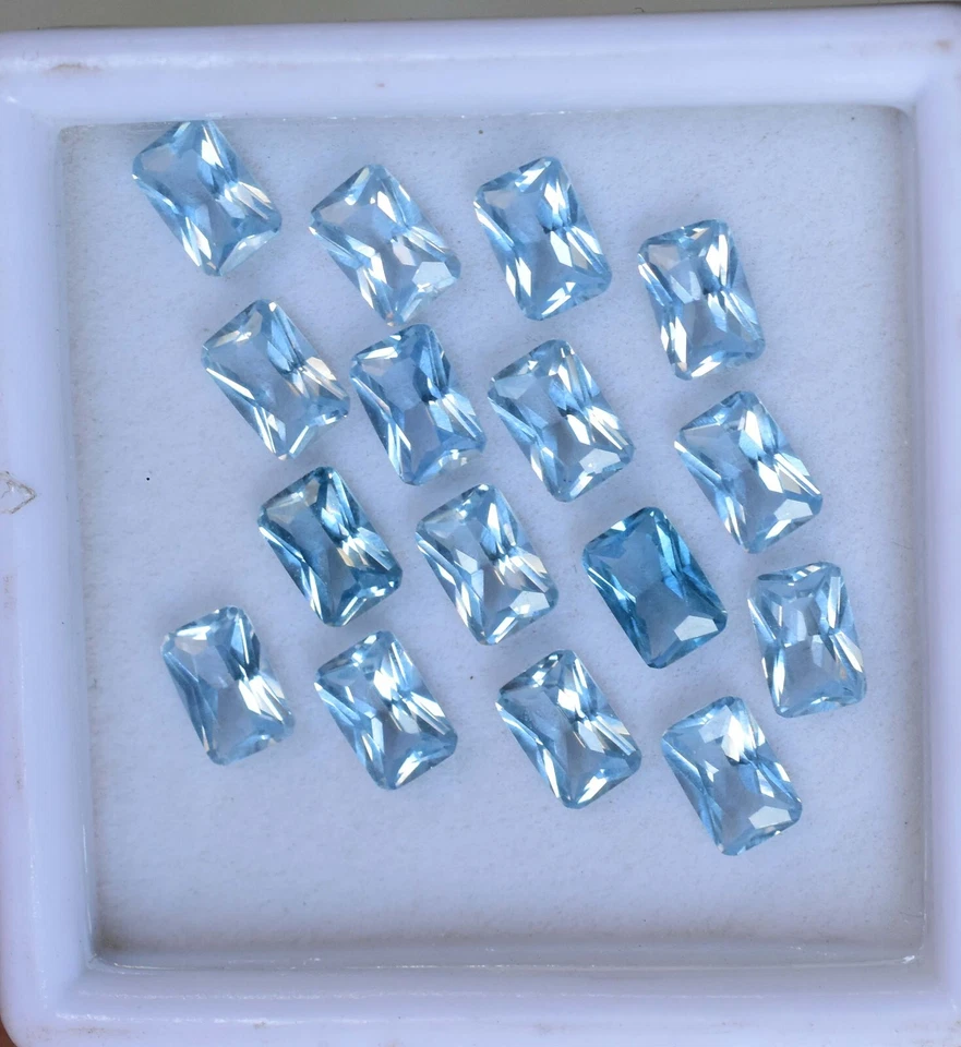 Piedras preciosas sueltas certificadas cuadradas 16 piezas aguamarina azul natural 5 x 5 mm AAA+ Foto 1 de 4