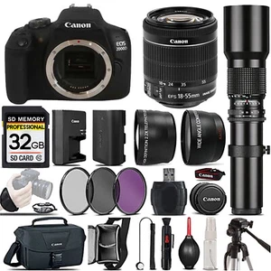 Canon EOS 2000D (Rebel T7) DSLR Camera + 18-55mm IS STM + 500mm - Best Value Kit - Picture 1 of 4