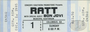 BON JOVI 1985 TOUR unbenutztes Konzertticket Eröffnungsgesetz für RATT - Bild 1 von 1