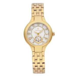 Philip Stein Round Mini 28mm Gold-Tone MOP Dial Ladies Quartz Watch 44GP-FMOP - Picture 1 of 6