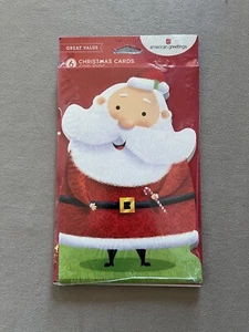 6 Santa Clause Glittered Christmas Greeting Cards~4 3/4” X 7 1/4”~New In Package - Picture 1 of 4