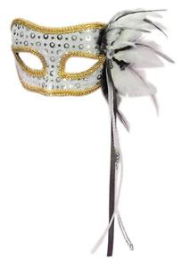 Forum Novelties Halloween Cosplay Men's Masquerade Feather Mask, Silver, One-... - Picture 1 of 1